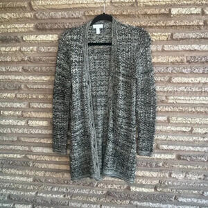 Charter Club Black Marl Tunic Length Cardigan Sweater Size Small Petite